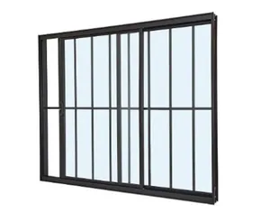 Janela de alumínio 02 folhas com grade preto - 100x120