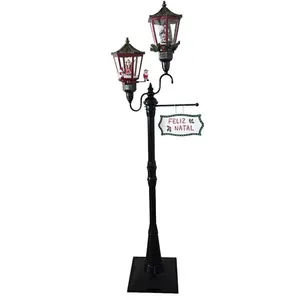 Poste Decorativo de Natal Poste Lanterna Duplo Neve com Movimentos Musical Bivolt Vermelho Iracema Collection Poste Decorativo de Natal Lanterna Dupla Neve Musical Bivolt Vermelho Iracema Collection