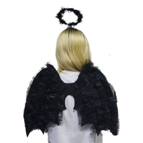 Kit De Acessórios Infantil Anjo 3 Peças NYR Festas Preto (MP)