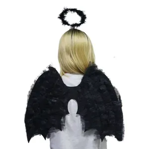 Kit De Acessórios Infantil Anjo 3 Peças NYR Festas Preto (MP)