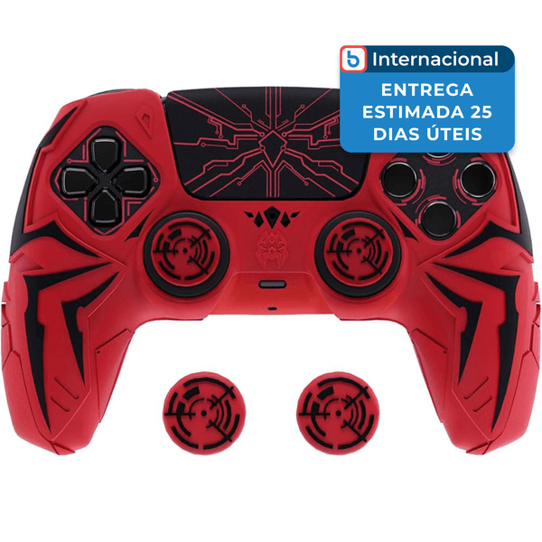 Capa para Controle PS5 Aranha Cibernética PlayVital Vermelho/Roxo A-MBI