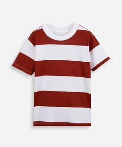 camiseta infantil com algodão listrada vermelha 6
