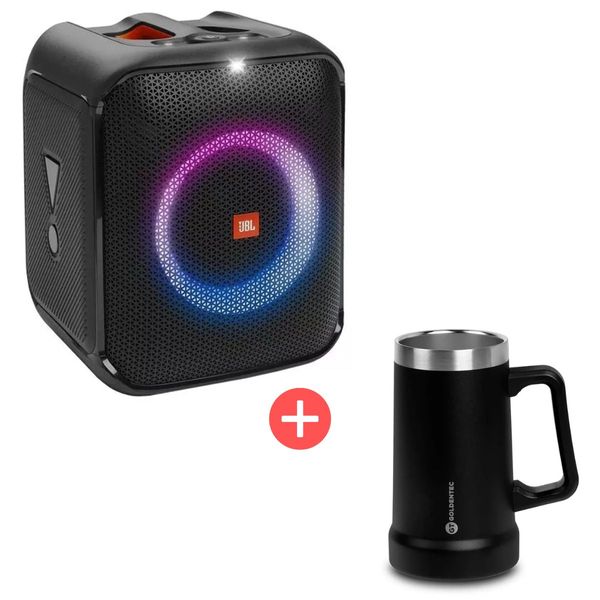 Caixa de Som JBL Partybox Encore Essential + Caneca Térmica Goldentec GT Beer 730ml Preta