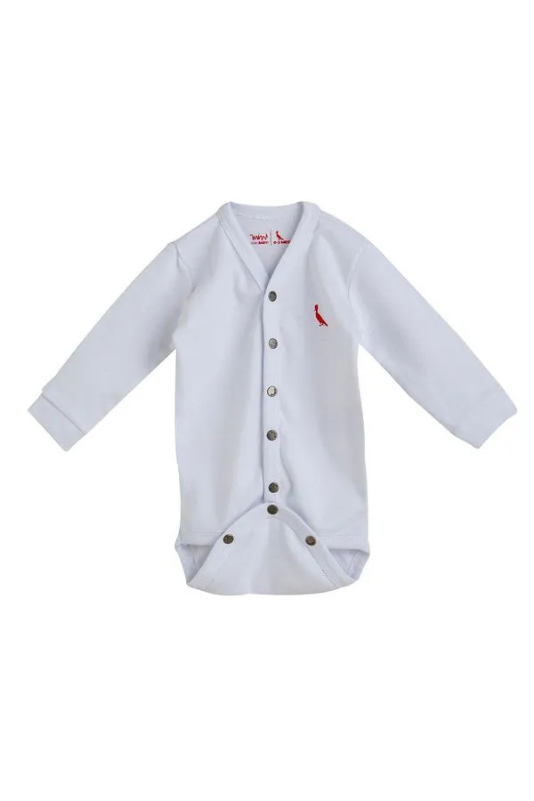 Macacao Mini Baby Aberto Ml Branco - 6-9