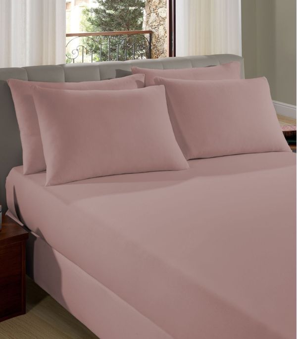 Lençol Liso King de Malha Com Elástico Vivaldi Rosa UN / Rosa