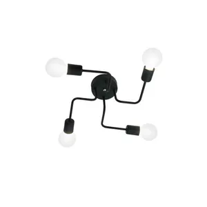 Plafon de Sobrepor Auremar para 4 Lâmpadas E27 60W Preto 36cm Plafon de sobrepor Auremar para 4 lâmpadas E27 60w preto