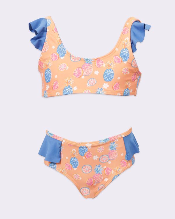Conjunto Biquini Infantil com Babados Estampado Frutas Laranja 8