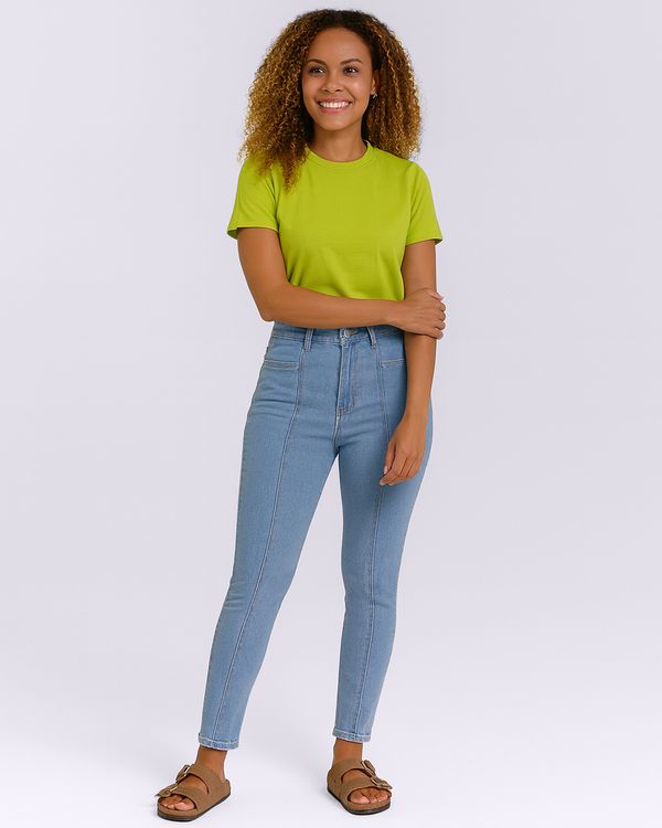 Calça Jeans Feminina Skinny com Bolsos Azul 46