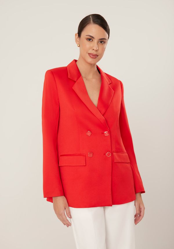 Blazer Alfaiataria Oversized com Abotoamento Duplo VERMELHO ACEROLA P