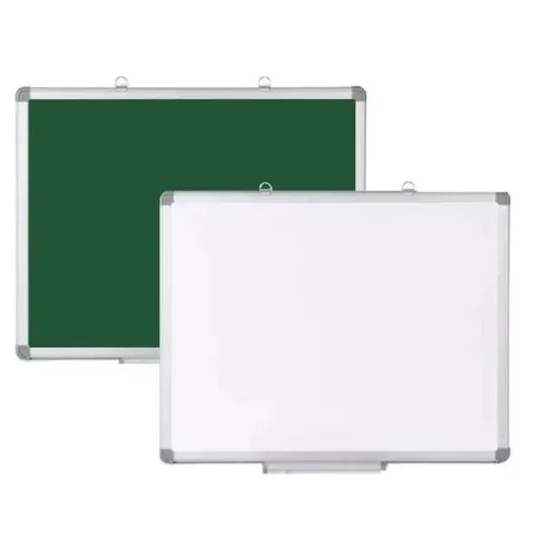 Lousa Quadro Branco e Verde 2 em 1 Magnético Utibom Frente Verso 34,5x50cm com Suporte e Ganchos Lousa Quadro Branco e Verde 2 em 1 Magnético Utibom 34,5x50cm com Moldura em Alumínio