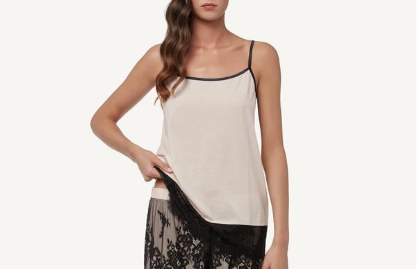 Blusa Em Supima Cotton Com Renda - Off-White G