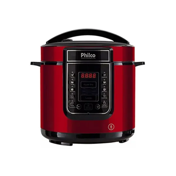 Panela de Pressão Elétrica Digital Philco PPPV Vermelha 6L 1000W com Painel e Desligamento Automático Vermelho 110V Panela de Pressão Elétrica Digital Philco PPPV Vermelha 6L 1000W com Painel Vermelho 110V
