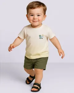 Camiseta Bebê Algodão Estampa Degradê Tropical Off White 3