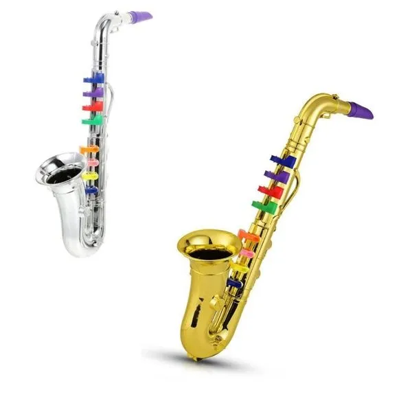 Saxofone Infantil de Brinquedo Instrumento Musical com 8 Teclas Coloridas Dourado Yeet Saxofone Infantil de Brinquedo Instrumento Musical Dourado com Teclas Coloridas Yeet
