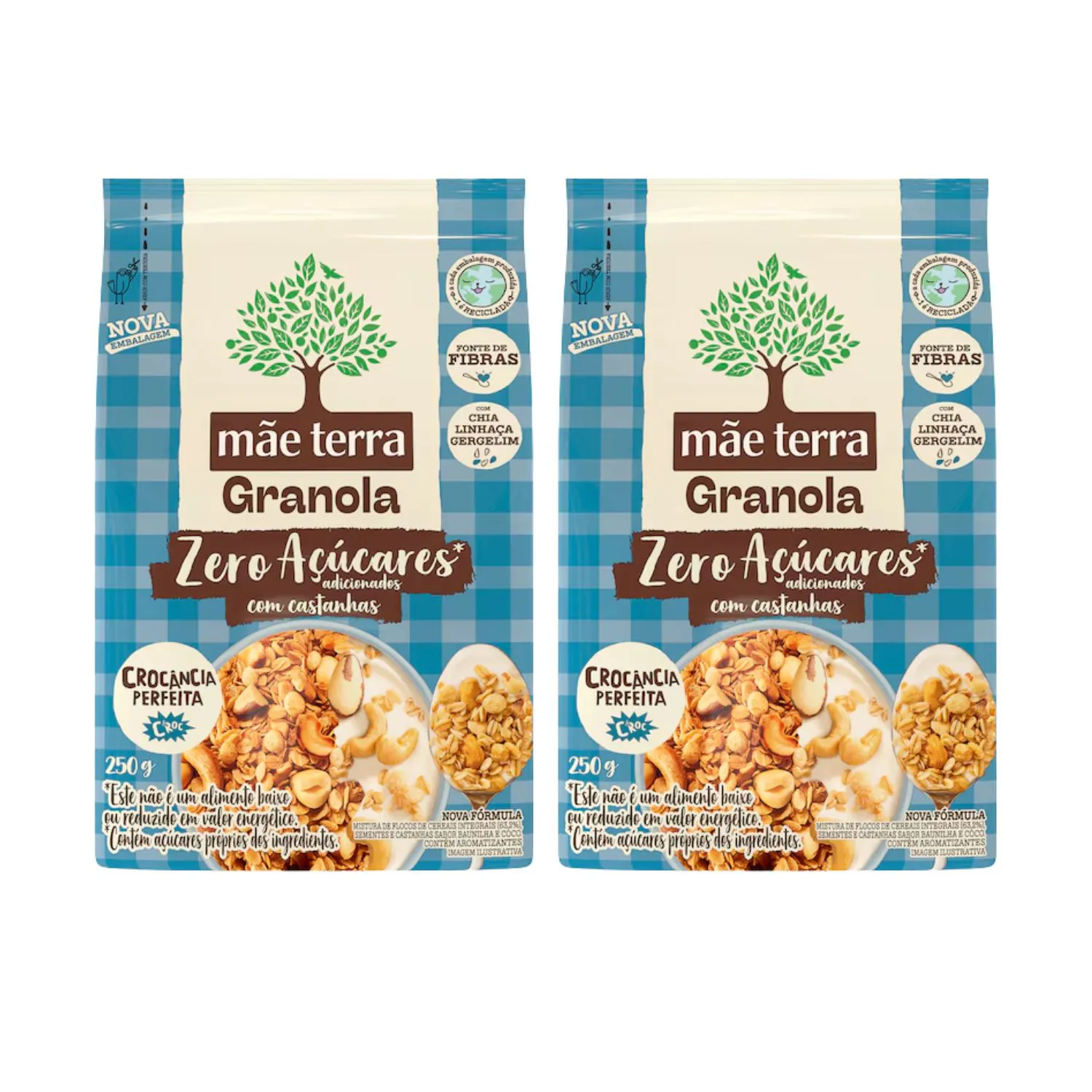 Kit Granola Com Castanhas Zero Açúcar Vegana - Mãe Terra 2 Unidades 250g