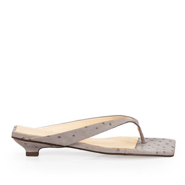 Mule Salto Baixo Couro Nobuck Cinza Carbono 38