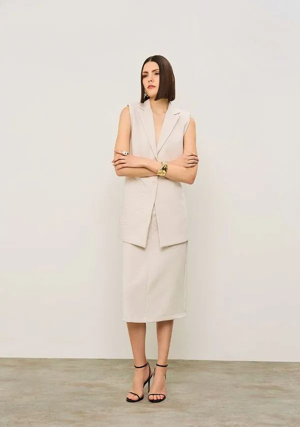 Colete Iódice Solto Sem Manga Alongado Off White M