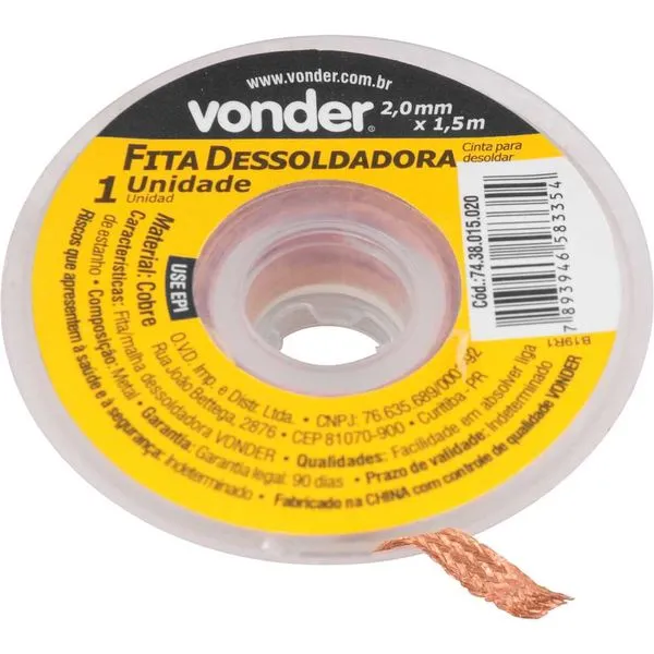 Fita/Malha Dessoldadora 2mm x 1,5m - VONDER