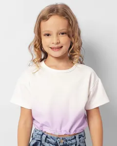 Blusa Infantil Cropped Moletinho Estampa Degradê Branca 8