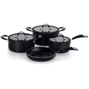 Conjunto de Panelas 4 Peças Multiflon Dom com Revestimento Antiaderente Quartzo 7 Camadas e Tampas com Saída de Vapor Preto