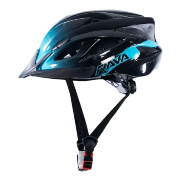 Capacete Para Ciclista MTB JPP Rava Space 3 Brilho Com Viseira Preto E Azul M (MP)