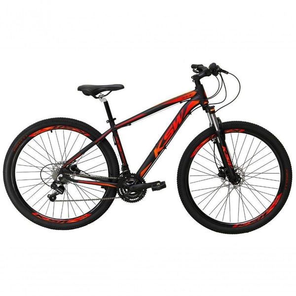 Bicicleta Aro 29 Ksw 21v Com Suspensão E Freios A Disco - Preto-laranja E Vermelho - 15"
