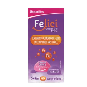 Complemento Alimentar Felici Ferro Amora 60 Comprimidos Mastigáveis