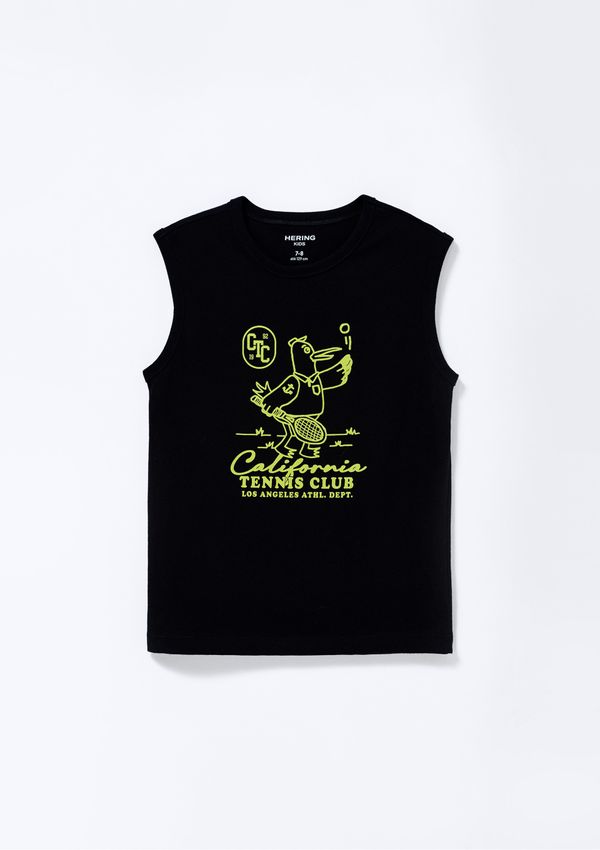 Regata Infantil Menino Em Malha Com Estampa - Preto 005