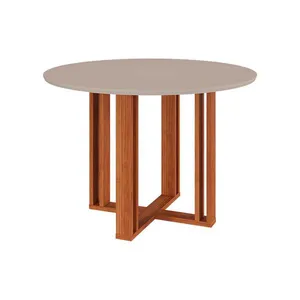 Mesa de Sala Jantar Flora c/ Tampo Madeirado 109cm Nature/Off White - Cimol