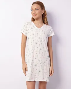 Camisola Feminina Curta Estampa Floral Off White G