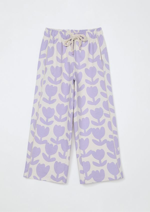 Calça Wide Leg Infantil Menina Estampada - Lilás 008
