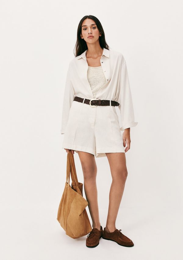 Shorts Feminino Em Tecido Rústico - Off white 040