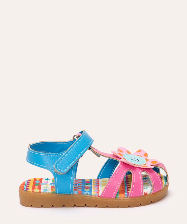 sandália infantil recortes em tiras flor mooui rosa 23