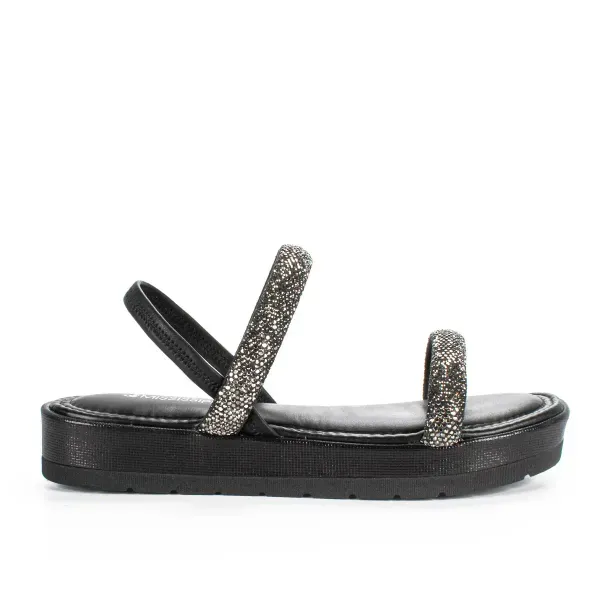 Sandália Mississipi Flatform Preta com Brilhos 34