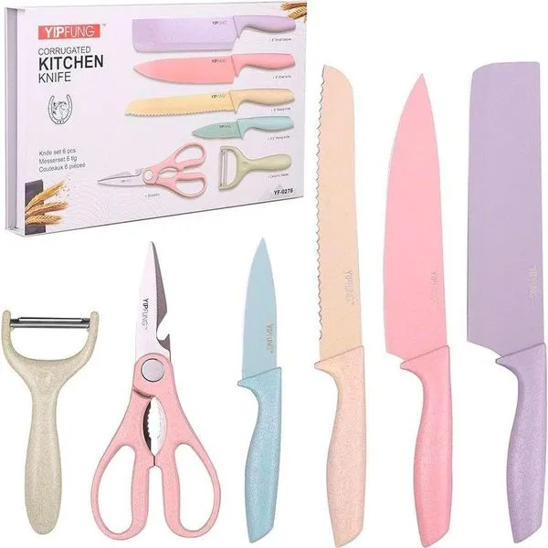 Conjunto Facas Inox Coloridas 6 Peças