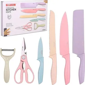 Conjunto Facas Inox Coloridas 6 Peças