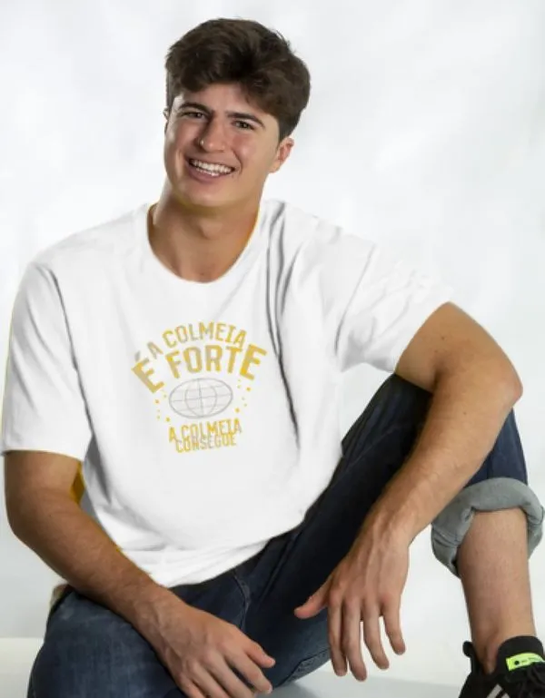 Camiseta Algodão Branca Manga Curta Natan Por Aí Ícones 12 / Branco