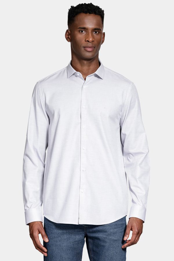 Camisa Manga Longa Regular Tricoline Algodão Textura Cinza - P