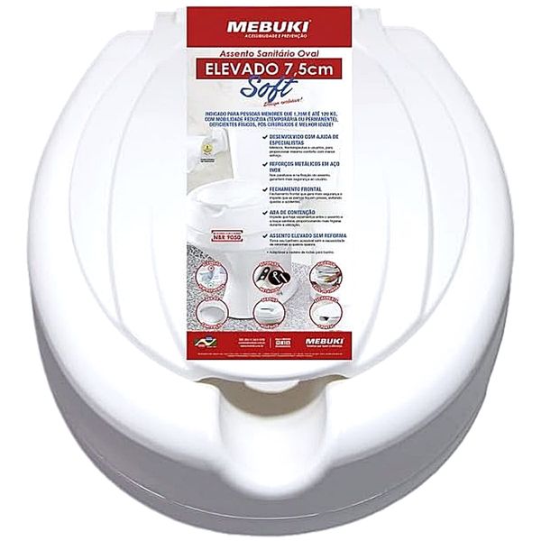 Assento Sanitário Soft Mebuki Oval Elevado 7.5cm com Tampa - unidade