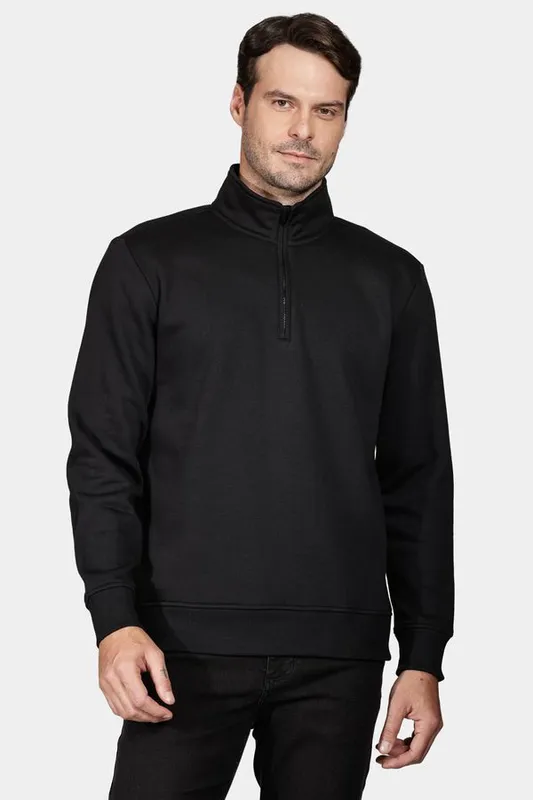 Moletom de Malha 1/2 Zíper Preto - GG