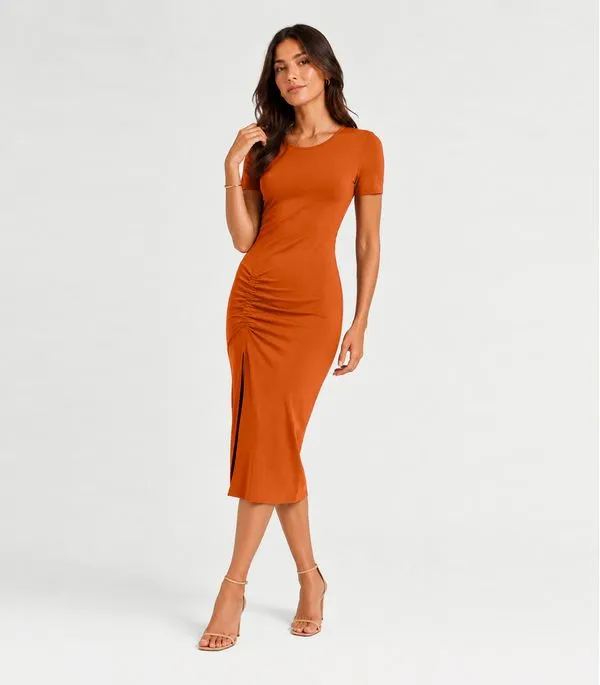 Vestido Midi Em Visco Classic Infinita Cor Laranja G