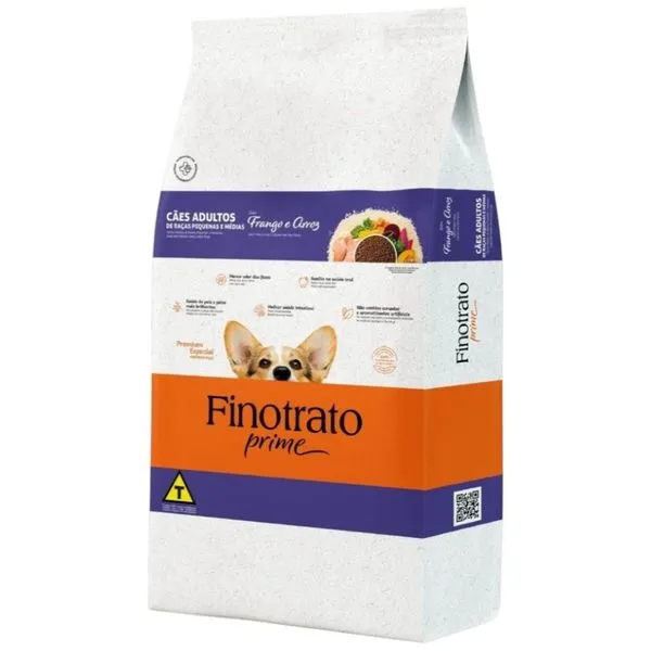 Ração Cães Adultos Finotrato Prime Raças Pequenas E Médias Frango E Arroz 3kg (MP)