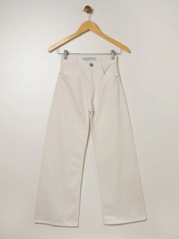 Calça Jeans Wide Leg Juvenil Para Menina - OFF WHITE 10