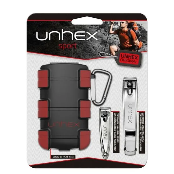 Estojo + Cortador de Unhas Unhex Sport Preto e Vermelho