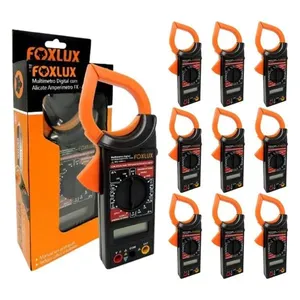 Kit 10 Alicates Amperímetros Digitais com Multímetro para Medir Corrente Tensão e Resistência Laranja Foxlux Kit 10 Alicates Amperímetros Digitais com Multímetro para Medições Elétricas Laranja Foxlux
