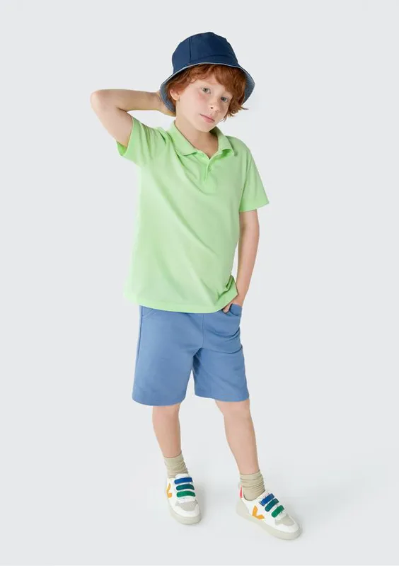 Bermuda Básica Infantil Menino Em Moletom - Azul 014