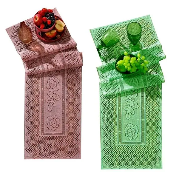 Trilho para Mesa Renda Color 100% Poliéster 40CM X 150CM 02 Unidades Rose e Pistache Interlar Trilho para Mesa Renda Color 100% Poliéster 40CM X 150CM 02 Unidades Rose e Pistache