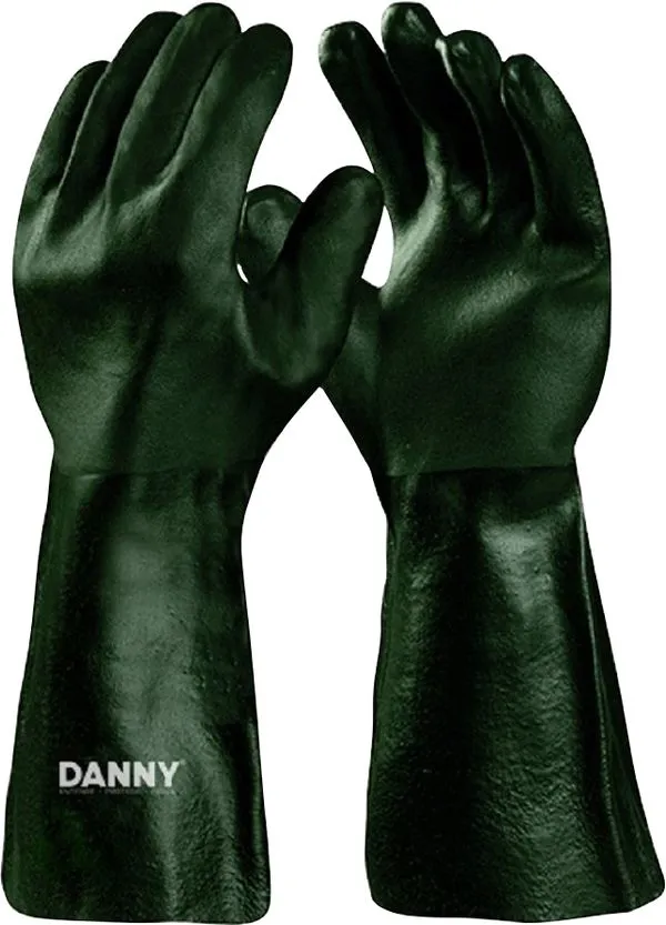 Luva PVC com Forro 35CM G Verde Palma Áspera - DANNY