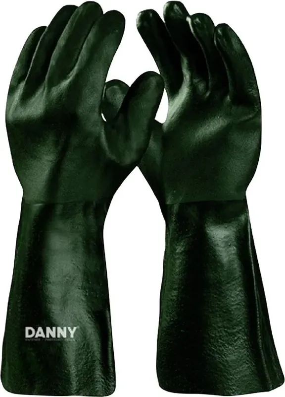 Luva PVC com Forro 35CM G Verde Palma Áspera - DANNY