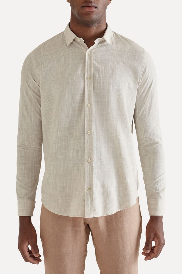 Camisa Listrada Flame Leve Areia - G